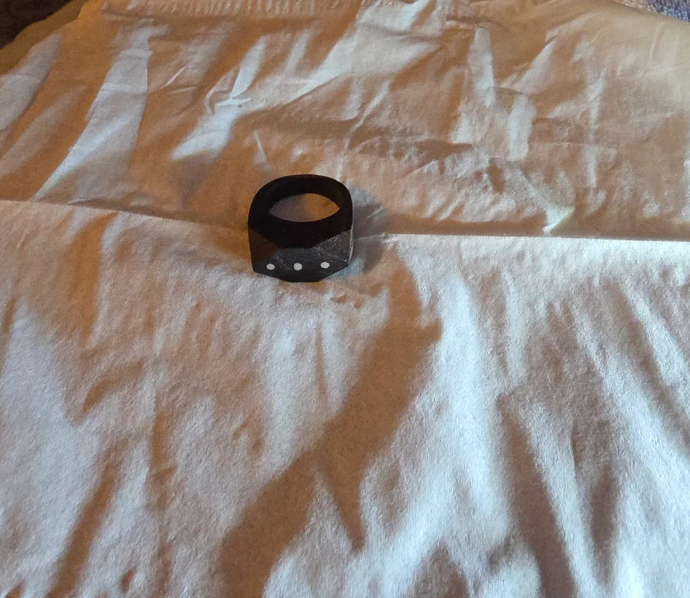 Wooden Ring With White Accents.
